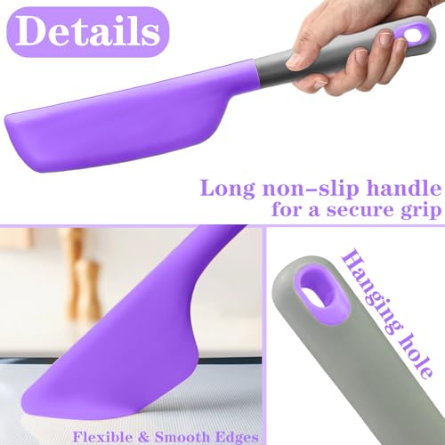 Silicone Omelette Spatula Turner, Flip Fold Omelet Turner, 13Inch | Flexible Egg Flip Tool for Non-stick Pans, Heat Resistant omelette flipper for Kitchen Omelet Pancake Crepes - color: Purple-Wide