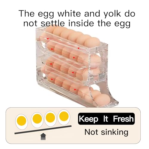 Automatic Rolling Egg Storage For Refrigerator,Fridge Organizer,Space Saving Refrigerator Egg Holder For Fridge,Egg roller holds 28 eggs,For Refrigerator,Kitchen,Cabinets,Tabl(transparent) - color: T.C.