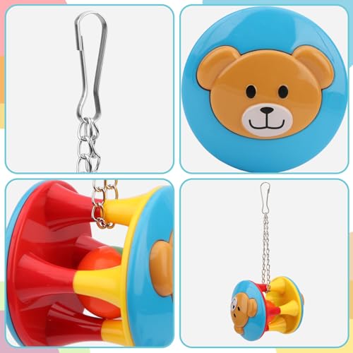 Hypeety Parrot Colorful Ball Toys with Bell Cage Hanging Chewing Ball Toy | With jingle bell inside, durable, chewproof plastic, easy-hanging, for parakeet/conure/cockatiel/small medium bird, 1 ball, A - color: A