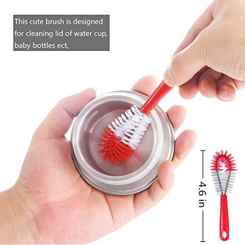 ALINK 8-Pack Red Bottle Brush Cleaner Set - Long Cleaning Brush for Narrow Neck Wine/Beer Bottles, Thermos, Hummingbird Feeder, Spout, Lids and Straws - color: Red