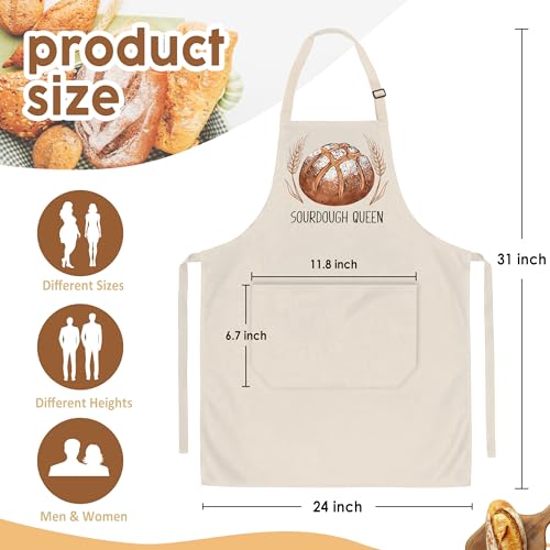 Sourdough Queen Apron for Women with Deep Pockets - Funny Bakers Apron, Unique Sourdough Gifts for Women & Bread Bakers, Adjustable Kitchen Apron for Mom, Mother’s Day Baking Gift - B01 - color: Sourdough Queen 1
