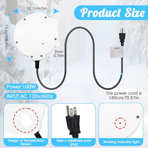 Bird Bath Heater, Upgraded 100W De-Icer Submersible Bird Bath Heaters for Outdoors in Winter, Chicken Water Heater for Winter, Thermostatic Control w/LED Indicator, 5.9 Ft Cord (White-2Pack) - color: White-2Pack