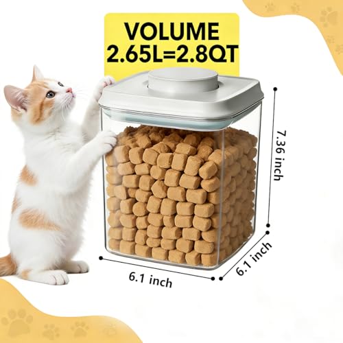 2 Pack Airtight Dog Food Storage Containers, 2.8 QT Each, One-Touch Pop Lids, BPA-Free | Clear Stackable Canisters for Pet Food & Cat Treats - color: 2.8 Qt x 2