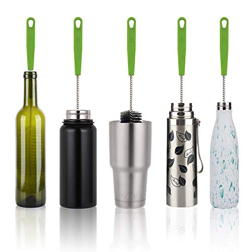 Long Bottle Brush, 17 in Bendable Cleaner Brushes for Cleaning Neck Beer Bottles, Wine, Baby Bottles, Water Bottles, Tumblers, Flask, Bird Feeder, Vase and Brewing Pipes Brush+Bottle Brush/2Pack - color: Black + Small Black - 2pcs