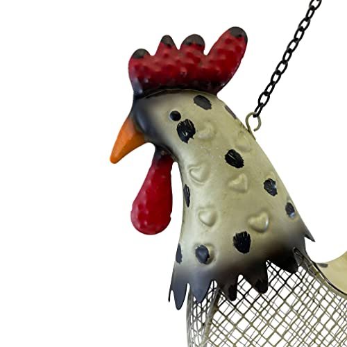 Rooster Metal Mesh Feeder - Garden Art Collection | Hand-Painted Metal Mesh Rooster Design - A Fun Gift for Bird Lovers - Holds 5 Cups of Seed