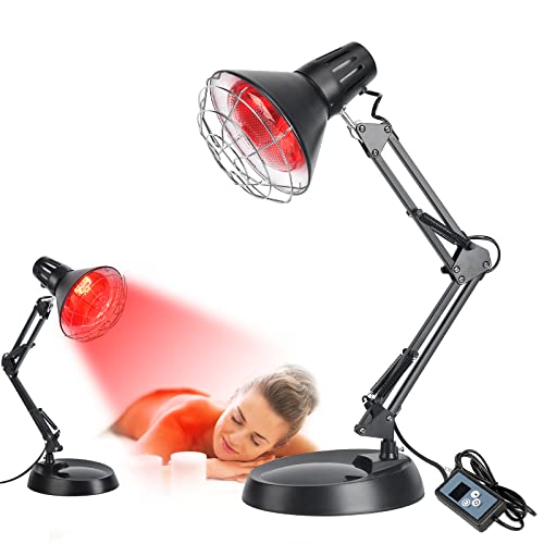 Red Light Heating Lamp with Base, Heat Lamp Device with 150W Bulb | Adjustable Red Heating Lamp Set, Multi-area Gentle Warm Light for Daily Cosmetic Use