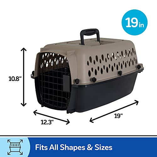 Petmate Vari Dog Kennel Portable Airline-Friendly Carriers & Crates for Small Dogs and Puppies, Durable Plastic, Pet Carrier For Home and Travel, XS Extra Small 19" For Dogs Up To 10 Lbs, Taupe - size: 19.0"L x 12.5"W x 10.8"H
