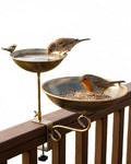 Dual Tier Deck Mounted Bird Bath with Feeder for Railing | Dual Levels for Backyard Bird Watching, Ideal for Cardinals, Finches & Sparrows, Adjustable Clamp Fits Decks, Easy Clean