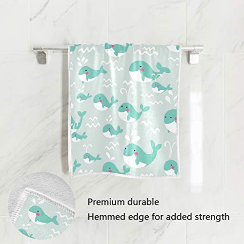 senya Funny Whales Green Hand Towel Ultra Soft Luxury Towels for Bathroom 30"x15" - color: Multi 5
