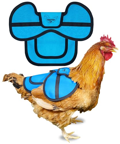 COOPED UP Canvas Chicken Saddle for Medium-Large Hens with Larger Wing Cover and Adjustable Straps - Blue - color: Blue