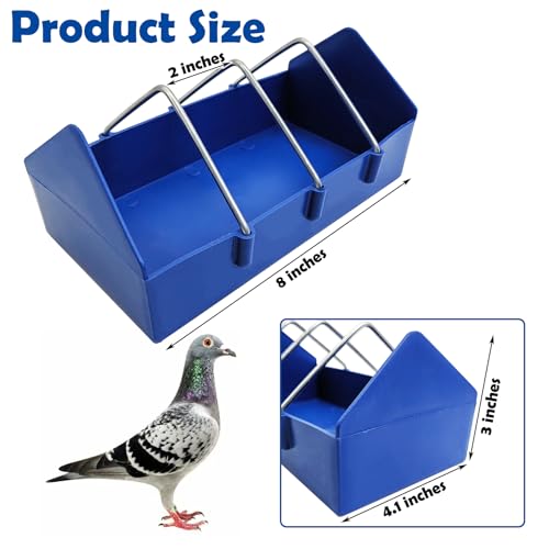 Hamiledyi 2 Pack Pigeon Feeder, Bird Dispenser Slot Container, Thick Durable Slot Container Feeding, Removable Steel Wire Partition for Pigeons Quails Birds Chicks Ducklings(Length: 8") - size: M:8 x 4 x 3 inches