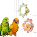 Bird Mirror Toy for Cage, Rotating Interactive Parrot Toy with Bell Sound, Cage Mounted Bird Enrichment Toy for Parakeets, Lovebirds, Cockatiels, Conures, Budgies and Small Birds (Pink+Green) - color: Pink+green