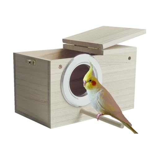 Parakeet Nesting Box Transparent Bird Nest Breeding Box with Perch | 7.87 X 4.72 X 4.72 inch Parrot Mating Box Wood Bird House Aviary for cage - size: 7.87 X 4.72 X 4.72 INCH