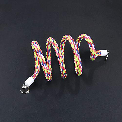 Bird Rope Perch Parakeet Toys, Spiral Cockatiel Toy, 63" Bird Bungee Rope Perches, Cage Accessories