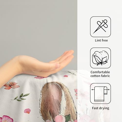 Pink Floral Bunny Hand Towels, 14x28 Inch Spring Flowers Cute Rabbit Easter Day Decor Absorbent Soft Dish Washing Cloth Face Tea Towels for Kitchen Bathroom Holiday Decoration - color: Bunny Pink Flowers