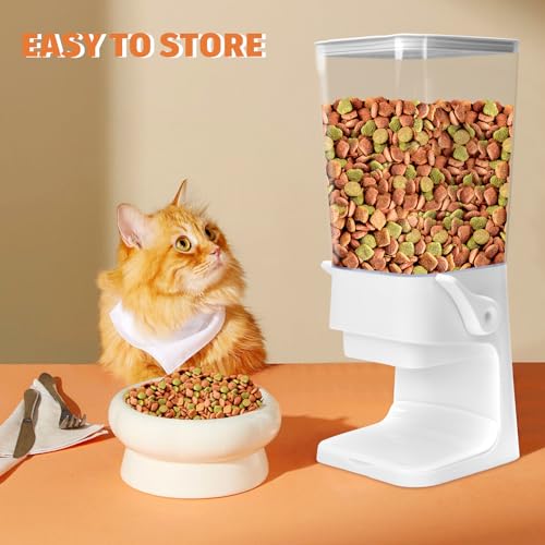 Dog Food Storage Container, 5-7 lb Pet Food Storage Containers, Downward-pressing Large Outlet Suitable for Dog, Cat, Bird Dispenser, White