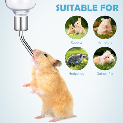 Angoily Hanging Water Bottle 2.75Oz Automatic Pet Water Dispenser for Small Animals Rabbit Cat Bird Portable Feeder with Durable Hangers for Cage Travel