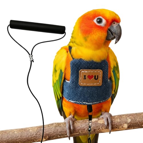 Bird Harness Leash, Adjustable Self-Adhesive Vest Birds Harness with 360° Swivel Clasp, Reusable Bird Flight Cloth for Outdoor Walking Training Anti-Escape - size: M