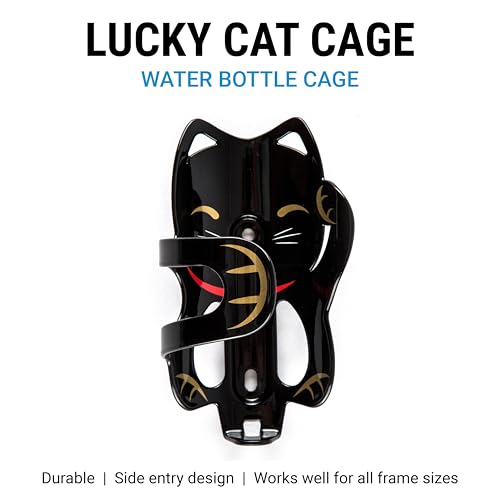 Portland Design Works Water Bottle Cage - Lightweight Water Bottle Holder for Bikes, Lucky Cat Cage, Black - style: Lucky Cat Cage - Black