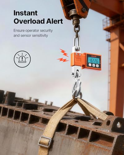 VEVOR Digital Crane Scale, 1100 lbs/500 kg Max Capacity, Heavy Duty Industrial Hanging Scale with Cast Aluminum Case & LCD Display, 0.2 lbs Division & 3 Unit Switch, Auto-Off Setting for Garage - style: 1100BLS