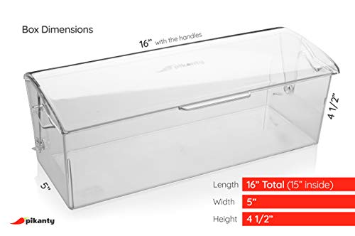 Pikanty Bread Box for Kitchen Countertop - 16 Inch Clear Plastic Storage Container with Hinged Lid, Keeps Loaves, Bagels, Buns, Rolls, Cookies and Crackers Fresh, Dishwasher Safe, Made in USA - style: Storage Box with Hinged Lid
