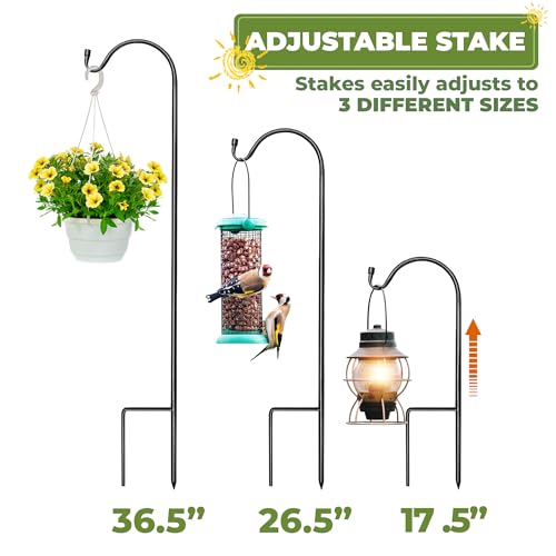 Sorbus® Shepherd's Hooks - Set of 4 Extendable Garden Planter Stakes for Bird Feeders, Outdoor Décor, Plants, Lights, Lanterns, Flower Baskets, and More! Heavy Duty - Up to 6.5 Lbs. (4 Pack) - size: 4 Pack