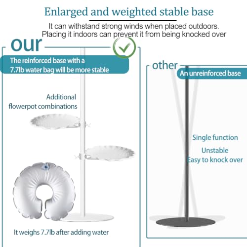 74.5" Shepherd's Hook Stand，Bird Feeder，Wind Chime, Waterproof Metal & Adjustable-Height Pole Holder for Lantern ，Hanging Plants Indoor & Outdoor（2 Placement Racks - color: White