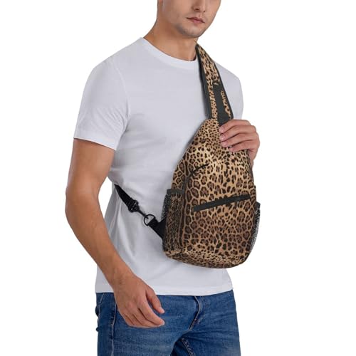 Leopard Print Skin Sling Backpack Crossbody Shoulder Bag Chest Bag Travel Chest Pack Casual Daypack For Women Men Hiking Sports Working - color: Black11