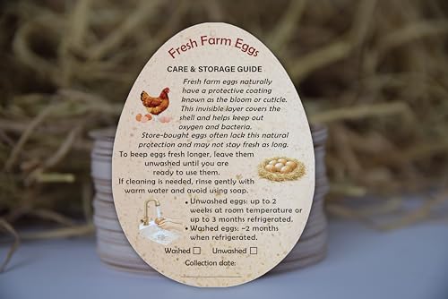 255PCS Fresh Farm Egg Handling Instruction Cards - Premium 2.7 X 3.5 Inches - Eggs Shape Style - Egg Stamps for Eggs Care Egg Cartons Cheap Bulk - Egg Stamps for Fresh Eggs for Egg Cartons Reusable