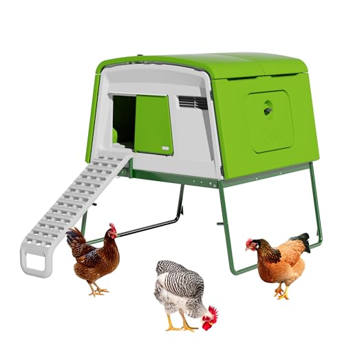 Omlet Eglu Cube Large Chicken Coop | Easy to Clean Plastic Chicken Tractor | The Most Secure Hen House for Complete Peace of Mind | Weatherproof Cool in Summer and Warm in Winter | Green