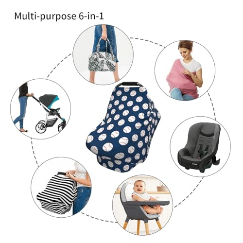 Baseball Blue Baby Stuff Car Seat Cover for Baby,Mom Nursing Breastfeeding Covers,Multi-Use Car Seat Canopy Carrier Cover,Stroller Cover Newborn Shower Gift for Boys Girls - color: Baseball Blue
