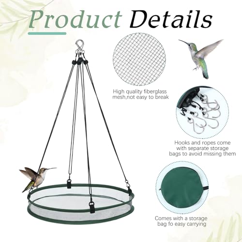 FoldTier 1 Pieces Universal Wild Bird Seed Catcher Hanging Hoop Platform Bird Seed Catcher Tray for Hummingbird Feeders Bee Feeder Outdoor Garden Accessories (16 Inch) - size: 16 Inch