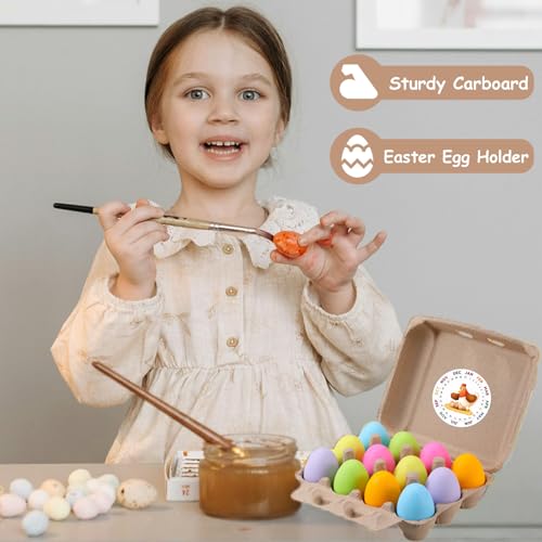 100PCS Vintage Egg Cartons with Labels, Paper Pulp Square Dozen Egg Carton | Classical 3x4 Style Egg Basket Holds Up to One Twelve 12 Count Chicken Eggs, Stickers, Made from Natural Recycled Cardboard - size: Dozen Egg Cartons 100 Pcs Set