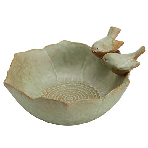 MyGift Green Ceramic 2 Bird Decorative Serving Bowl, Jewelry & Candy Tray | Charming green ceramic bowl features two decorative birds, perfect for serving treats or organizing jewelry and candy - color: Green