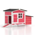GOJOOASIS Chicken Coop for 2 Chickens Raised House with Ramp & Nesting Box | Outdoor Wooden Hen House for Small Animals, Backyard Chicken Hutch Poultry Cage, Waterproof Roof, Easy-Clean Tray, Red - color: Red