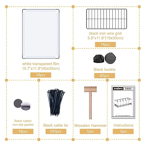 DINMO 28 Panels Bunny Playpen, Iron Net Bottom, 61.4" L x 25.4" W x 22.3" H | For Small Animals: Kittens, Guinea Pigs, Hamsters, Ferrets, Hedgehogs, Chicks & Ducklings, DIY, Expandable Portable Enclosure - style: Plastic+Metal-28 panels-L