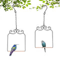 2PK Metal Frame Hummingbird Swings and Perches with Wooden Dowel Black Bird Swing Outdoor Bird Perch Humming Bird Swing (2PK) - style: 2PK