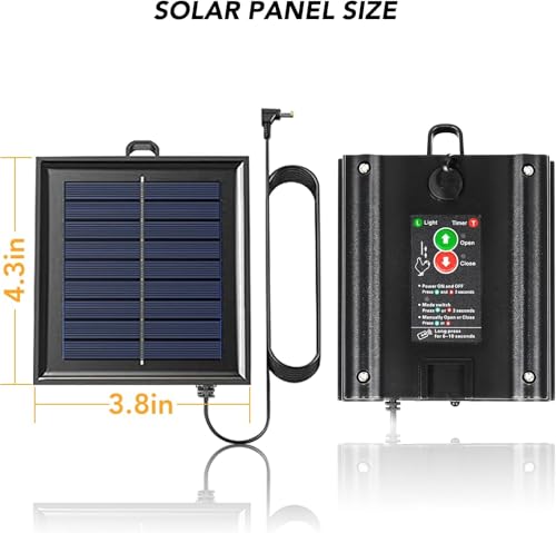 Chicken Coop Door Solar Panel, 2W 5V Solar Panel Battery Powered with Controller for Automatic Chicken Coop Door