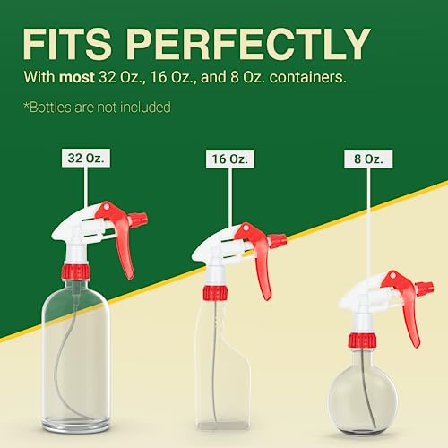 Heluva Green Spray Bottle Nozzle Replacement Tops, Red 13 Pack | Heavy-duty trigger sprayer tops for commercial and home cleaning. Fits 8/16/24/32 oz plastic & glass bottles. - color: Red, size: 13 Pack