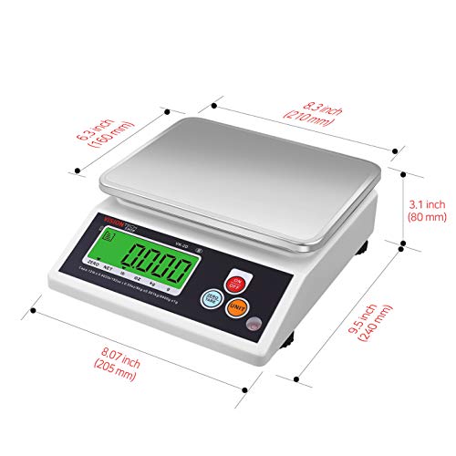 VisionTechShop VK-2D 0.1g Premium Food Kitchen Scale, Lb/Oz/Kg/g Switchable, Stainless Steel Plate Food Scale, Large LCD Display with Backlight, 12lb Max Capacity, 0.001lb Readability - size: VK-2D-12LB