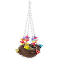 Hypeety Natural Rattan Nest Bird Swing Toy Colorful Flowers Bells for Budgie Parakeet Finch Lovebird Cockatiel (C) - color: C