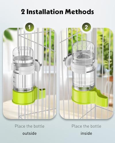 Pawfly 2 Pcs Bird Water Dispenser, Automatic Bird Water Feeder, Plastic Bird Cage Water Dispenser, White&Green Parrot Waterer for Parakeet Cockatiel Budgie Lovebirds (Not Fit for Food Feeding) - color: White&Green, size: 2 PC