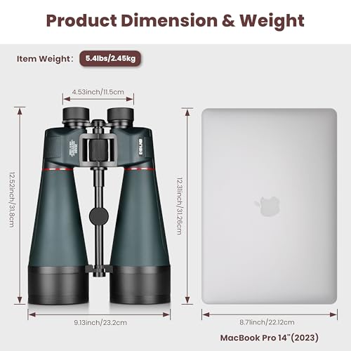 ESSLNB 30x80 Astronomy Binoculars Giant for Adults, Waterproof Outdoor Binoculars for Travel Stargazing Bird Watching Hunting with Built-in Tripod Adapter and Carrying Bag (Black) - color: Black