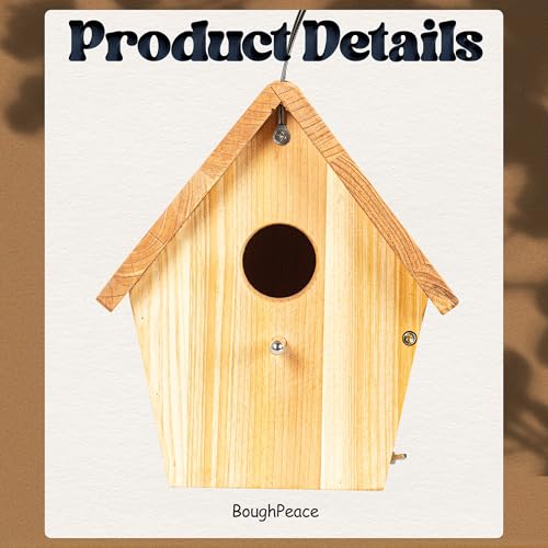 Wooden Bird Houses for Outside Hanging Birdhouses Nest Bluebird House for Cardinals Finch Wren Swallow for Garden Viewing 2 - size: 8.5inch × 7.5inch × 6.7inch