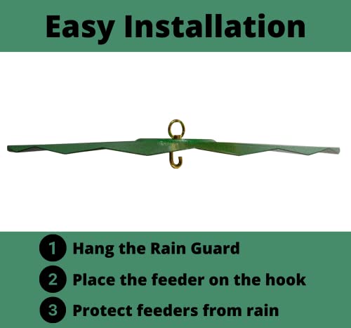 Metal Rain/Weather Guard - Perfect for Outdoor Bird Feeders, Seed Cylinders, Hummingbird Feeders, Cylinder Feeders and More Against Water, Sun, and Overhead Messes Rust Proof, - color: Green, size: 16 Inches