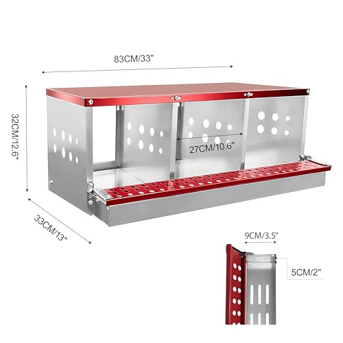 XINYI Chicken Nesting Boxes for Laying Eggs, Metal Coop for 3 Chickens,Roll Away Nesting Boxes,Easy Egg Collection, Brooder Box for Rabbit, Squirrel, Parakeet, Owl, Cockatiel, Robin - size: 33.0"L x 13.0"W x 12.6"H