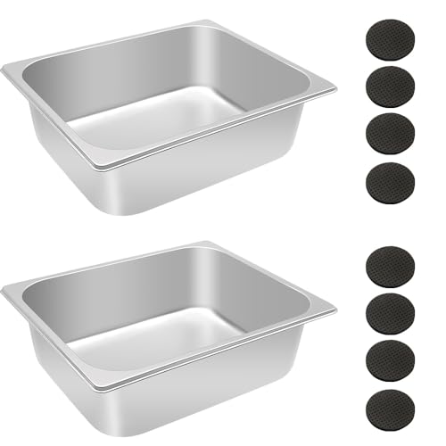 Dog Bowl Stainless Steel Water and Feed Dish with Non-Slip Pads (1.85Gal-2 Sets) - size: 1.85Gal-2 Sets