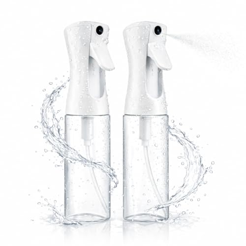 2 Pack Spray Bottles for Hair - Continuous Water Mister Spray Bottles with Ultra Fine Mist Spray for Hairstyling, Barbers, Salons, Skin Care, Cleaning, Plants, Pets (Ivory, 10.1 oz) - color: Ivory, size: 10.1 oz