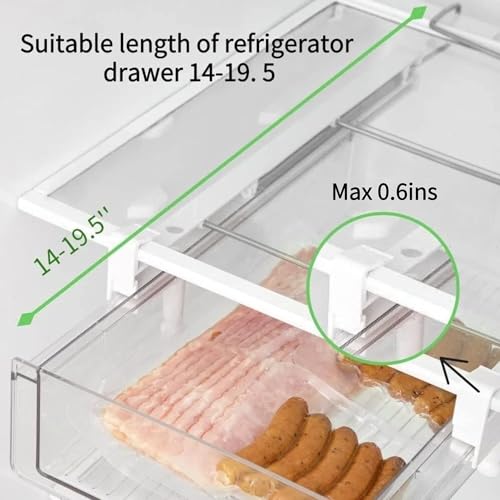 Fridge 28 Egg Drawer Pull Out,Clear Egg Holder Tray for Refrigerator With Handle, Refrigerator Organizer Bins Heavy Duty-L With Egg Tray