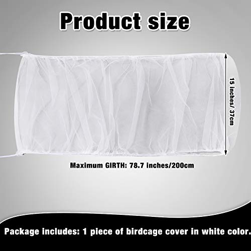 Shappy Large Bird Cage Seed Catcher,Bird Cage Cover Net Skirt Guard,Adjustable Soft Airy Mesh Net for Parrot Parakeet Macaw(78.7 x 15 Inch/ 200 x 37 cm,White) - color: White, size: 78.7 x 15 Inch/ 200 x 37 cm